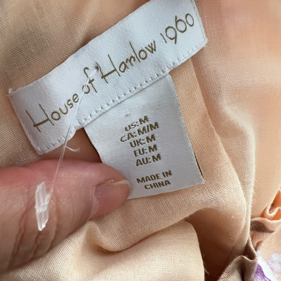 NEW HOUSE OF HARLOW 1960 Corset Tiered Floral Beige Cottage Midi Dress Sz M - Picture 7 of 7